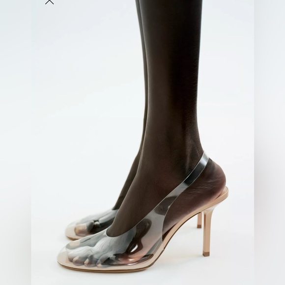 Zara Shoes - Vinyl heel Clear Slingback Pumps size 39/8 NWT